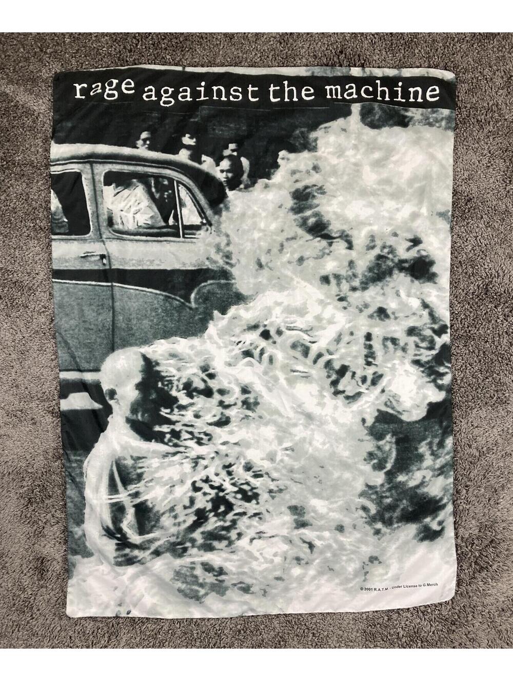 Vintage 2001 Rage Against The Machine RATM Burning Monk Tapestry Flag 42x30
